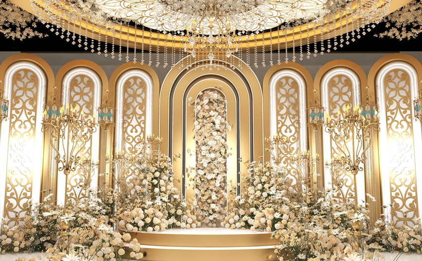 东兴香槟色调婚礼堂效果展示